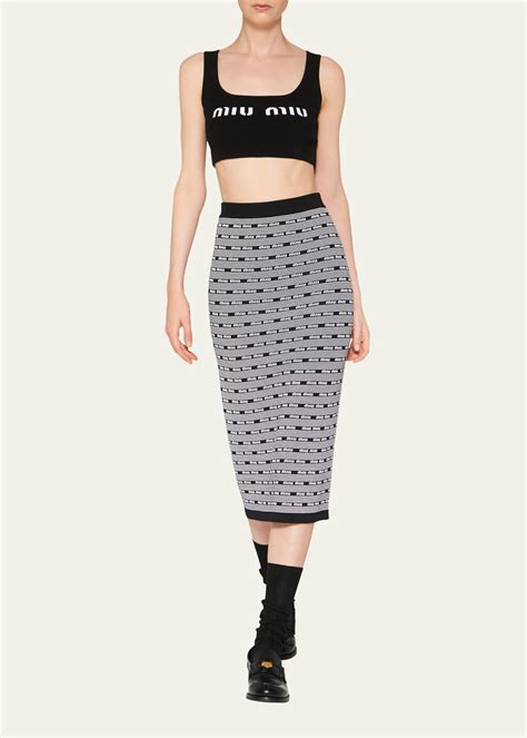 miu miu knit skirt|Miu Miu Jacquard Logo Poplin Knit Skirt .